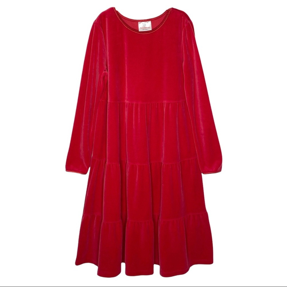 Hanna Andersson Red Velour Tiered Dress